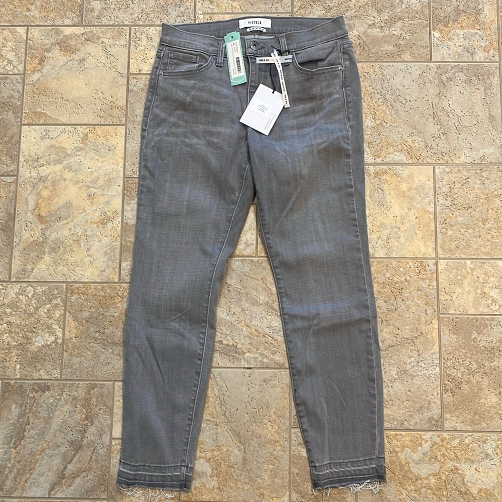 Pistola Womens Grey Raw Hem Distressed Skinny Jeans